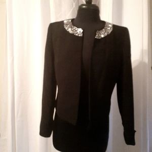 Kasper Black Embellished Beaded Rhinestone Suit Ja